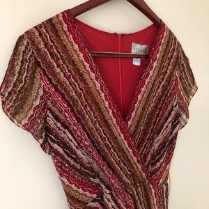 Papell Boutique Silk Wrap Midi Dress Size 10